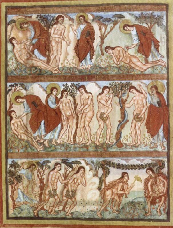unknow artist Scenes rom Story of Adam and Eve,from the Bible of Charles the Bald